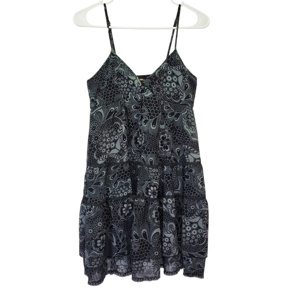 1394 * O'Neill Tiered Mini Sundress Black Gray Size S